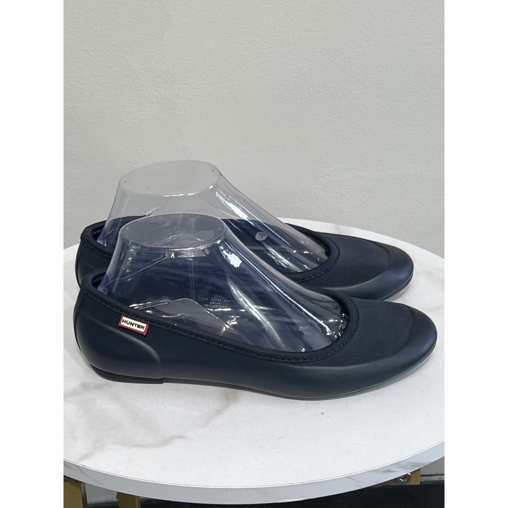 Hunter Navy Blue Waterproof Rubber Rain Ballet Flat Shoes Size 7